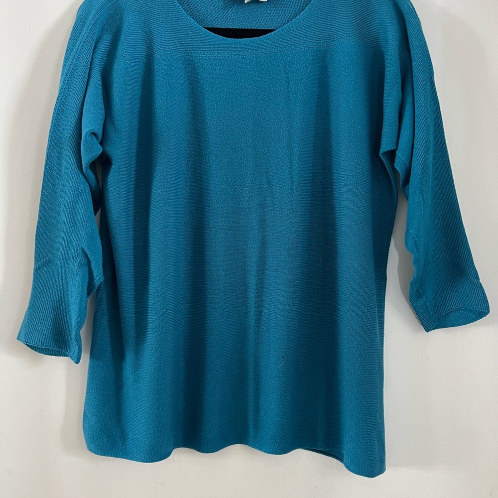 Women's Teal Long Sleeve Boatneck Knit Top